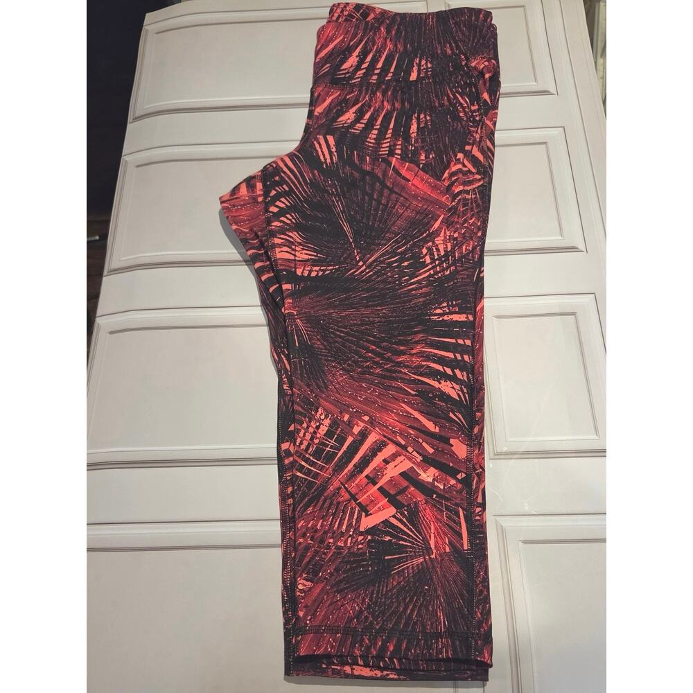 Old Navy Active Pink Black Tropical Palm Leaf Compression Leggings